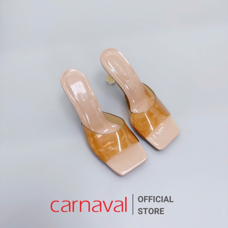 Dép Cao Gót Nữ Gót Mika 7cm Quai Trong Suốt Mũi Vuông Phong Cách Trẻ Trung Carnaval - VS128 — giày/túi nữ chính hãng Carnaval