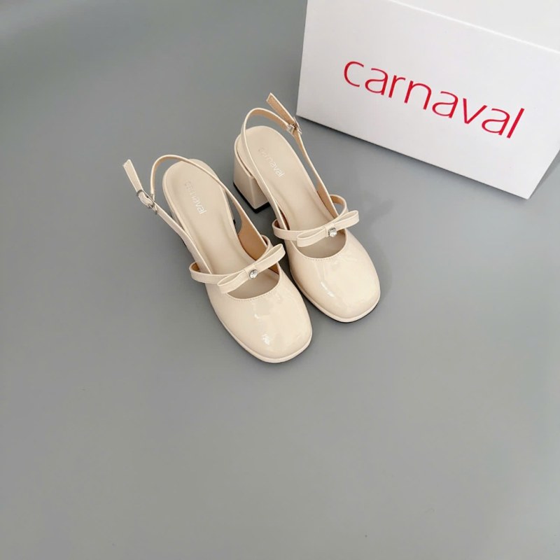 Giày Cao Gót Nữ Mũi Vuông Quai Nơ Đính Đá Carnaval Sang Trọng, Phong Cách Tiểu Thư Lolita - VS117 — giày/túi nữ chính hãng Carnaval