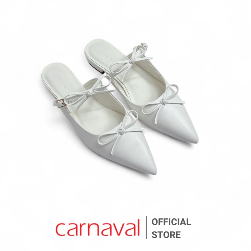 Dép Sục Nữ Carnaval Mũi Nhọn Cột Nơ Dễ Thương, Đế Bệt Thời Trang Công Sở & Dạo Phố - VS177 — giày/túi nữ chính hãng Carnaval