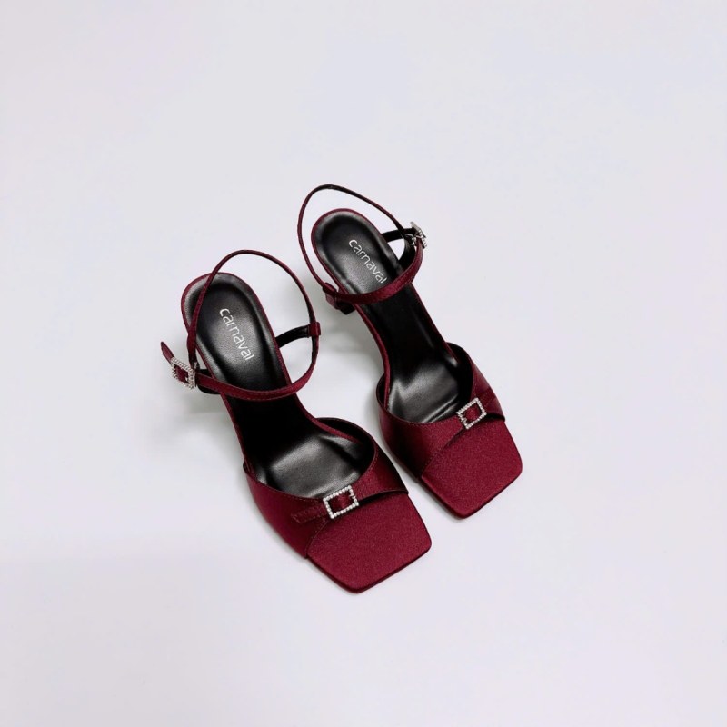 Sandal Cao Gót Nữ Quai Mảnh Đính Khoá Carnaval Gót Nhọn 7cm Sang Trọng - VS124 — giày/túi nữ chính hãng Carnaval