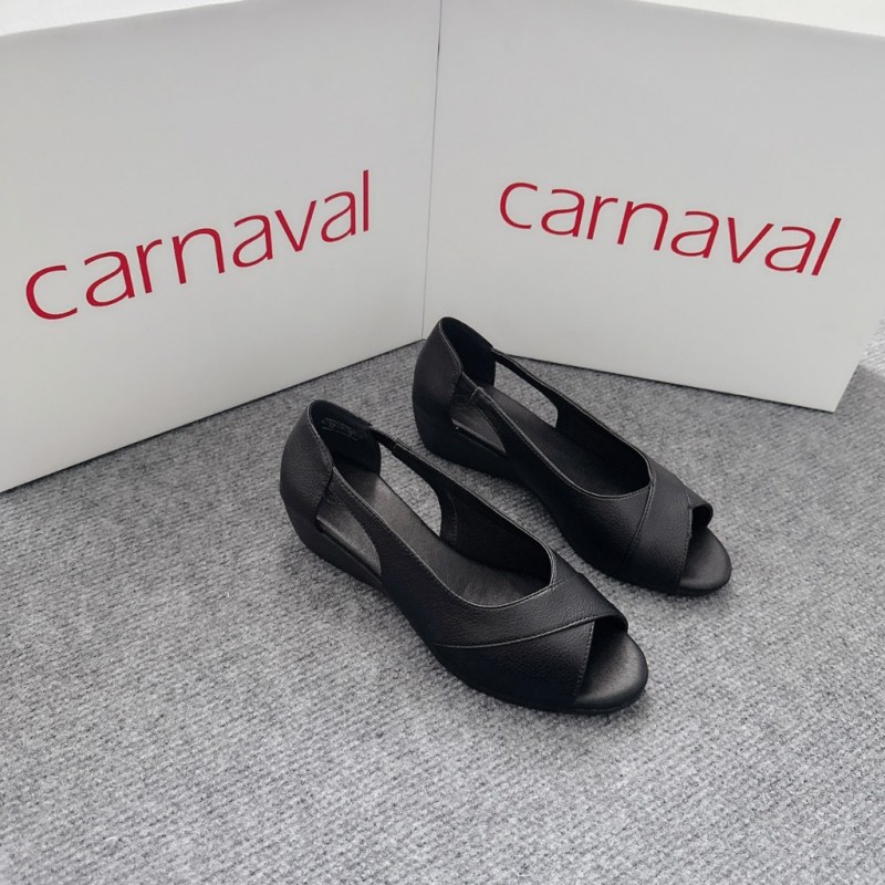 Giày đế xuồng nữ da cao cấp GCOROI cao 5cm lót mút siêu êm - VS59 — giày/túi nữ chính hãng Carnaval