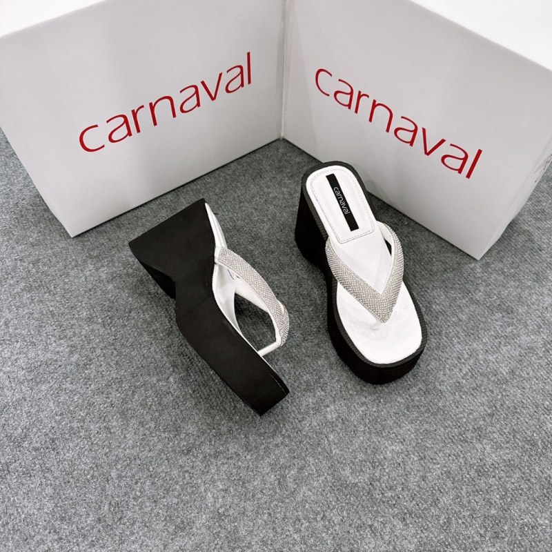 Dép xỏ ngón đế xuồng nữ Carnaval đính đá quai kẹp cao cấp, siêu xinh, siêu cao - VS34 — giày/túi nữ chính hãng Carnaval