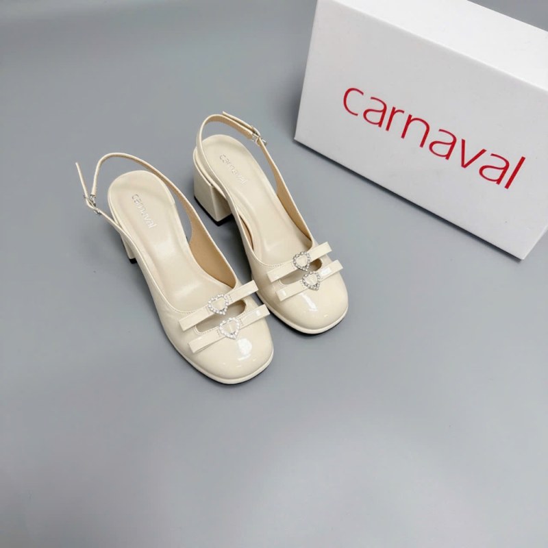 Giày Cao Gót Nữ Đế Vuông Kiểu Slingback Sang Trọng Đính Khóa Trái Tim -Carnaval Chính Hãng - VS108 — giày/túi nữ chính hãng Carnaval