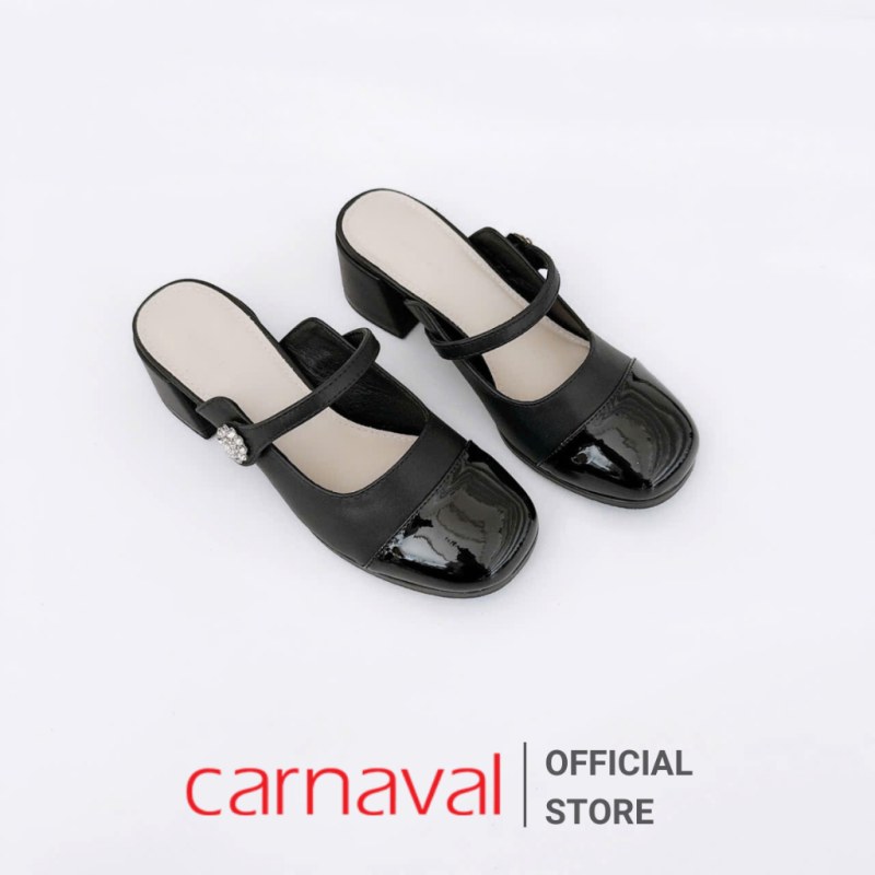 Dép Sục Nữ Carnaval Đế Vuông Cao 3cm Có Quai Ngang Trang Trí Khóa Siêu Sang - VS98 — giày/túi nữ chính hãng Carnaval