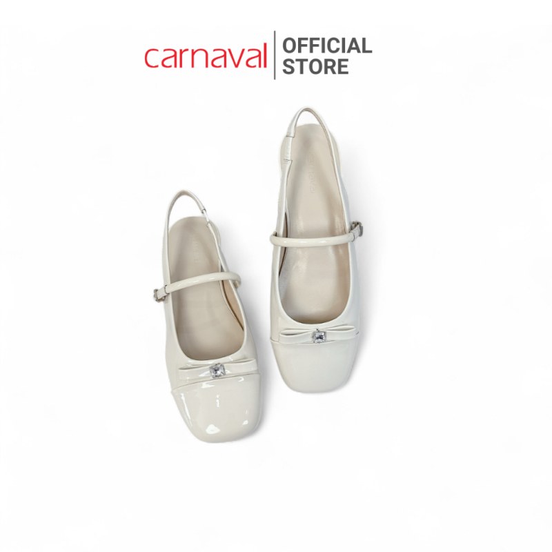 Giày Sục Nữ Quai Hậu Da Bóng Đính Nơ, Mũi Vuông Thời Trang Carnaval, Tiểu Thư - VS188 — giày/túi nữ chính hãng Carnaval