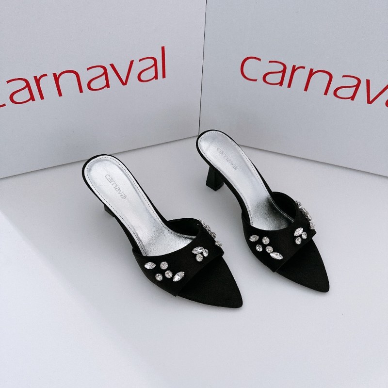 Dép Cao Gót Đính Đá Carnaval Lấp Lánh Gót Trụ Cao 7cm Siêu Thời Trang - VS87 — giày/túi nữ chính hãng Carnaval