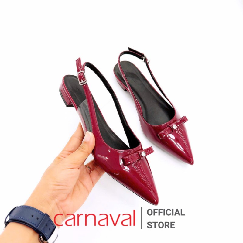 Giày Cao Gót Đế Bệt 2cm Khuyết Eo Mika Mũi Nhọn Đính Nơ Carnaval Siêu Sang - VS123 — giày/túi nữ chính hãng Carnaval
