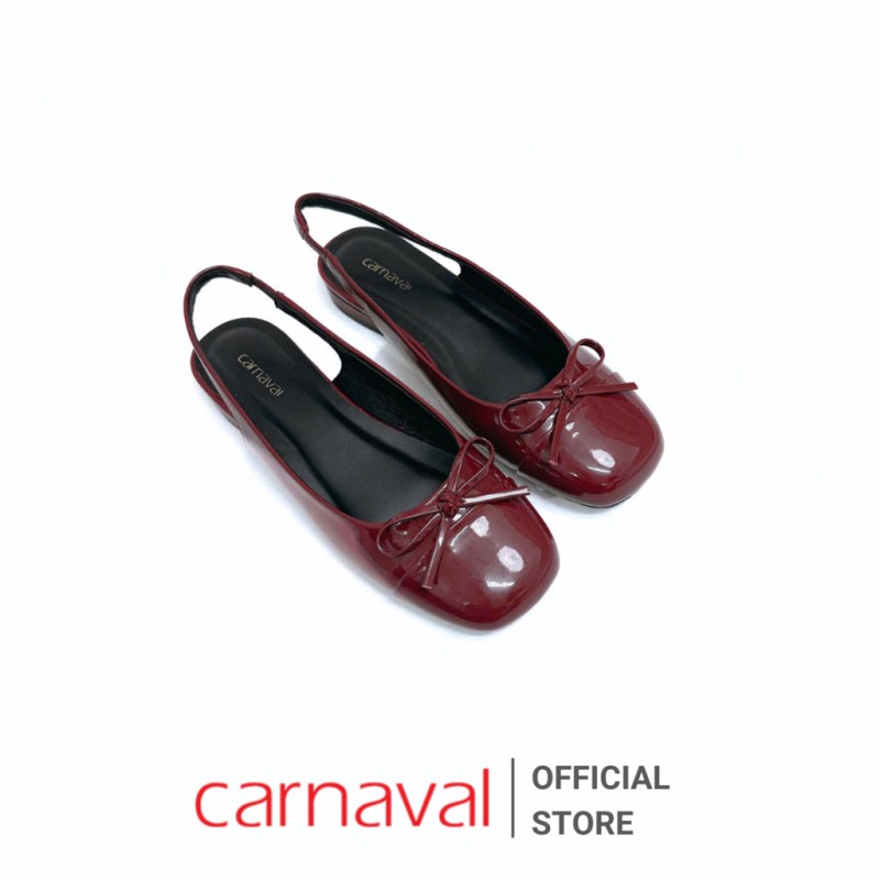 Giày Sục Nữ Da Bóng Đính Nơ Carnaval Siêu Xinh Kèm Quai Chun Co Giãn, Dễ Đi - VS135 — giày/túi nữ chính hãng Carnaval