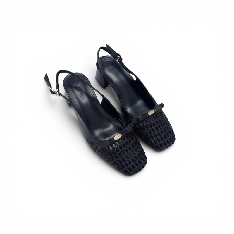 Giày Cao Gót Nữ Carnaval Slingback Đan Mây Đính Nơ, Gót Cao 4cm Thanh Lịch Tiểu Thư - VS213 — giày/túi nữ chính hãng Carnaval