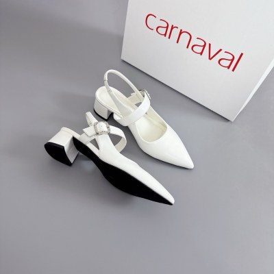 Giày Cao Gót Nữ Carnaval Mũi Nhọn Quai Ngang Gót Vuông 4cm Thanh Lịch - VS174 - ảnh 6