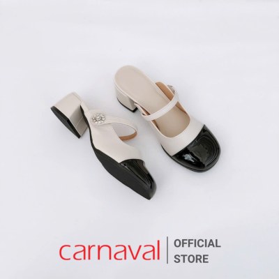 Dép Sục Nữ Carnaval Đế Vuông Cao 3cm Có Quai Ngang Trang Trí Khóa Siêu Sang - VS98 - ảnh 4