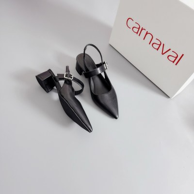Giày Cao Gót Nữ Carnaval Mũi Nhọn Quai Ngang Gót Vuông 4cm Thanh Lịch - VS174 - ảnh 2