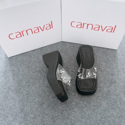 Dép Xuồng Quai Mika Đính Đá Lấp Lánh Carnaval Cao 7cm Siêu Xinh, Phong Cách - VS81 - ảnh 11