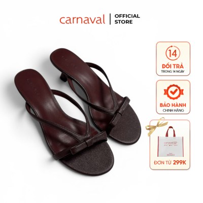 Dép Cao Gót Nữ Carnaval Quai Đính Nơ, Guốc Gót Cao 5cm Kiểu Thanh Lịch, Tối Giản - VS210 - ảnh 1