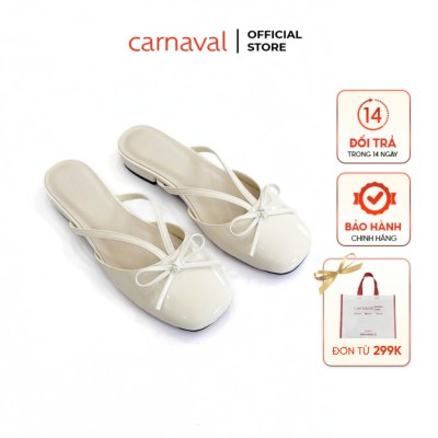 Dép Sục Nữ Đế Bệt Carnaval Da Bóng Thiết Kế Đính Nơ Sang Trọng Tiểu Thư - VS148 - ảnh 1