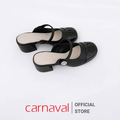Dép Sục Nữ Carnaval Đế Vuông Cao 3cm Có Quai Ngang Trang Trí Khóa Siêu Sang - VS98 - ảnh 5