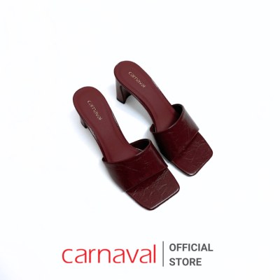 Dép Cao Gót Nữ Gót Vuông Cao 7cm Quai Ngang Da Bóng Nhăn Carnaval Phong Cách Hiện Đại - VS141 - ảnh 10