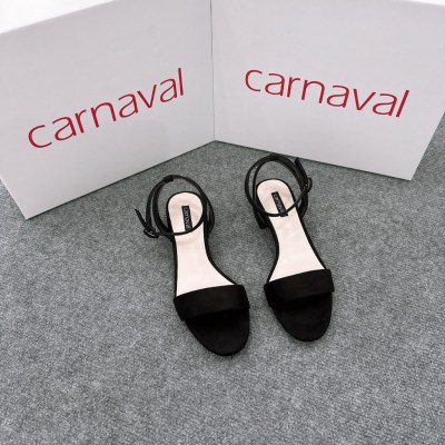 Giày sandal cao gót nữ Carnaval đế vuông 4 phân quai ngang bọc vải da cao cấp - VS22 - ảnh 10