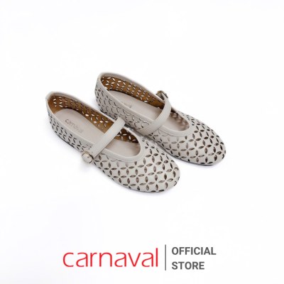 Giày Búp Bê Nữ Đế Bệt Quai Ngang Da Đục Lỗ Thoáng Khí, Phong Cách Vintage Carnaval - VS132 - ảnh 11