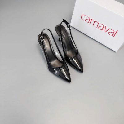 Giày Cao Gót 7cm Mũi Nhọn Carnaval Khuyên Eo Trong Suốt Da Bóng Siêu Sang - VS118 - ảnh 10