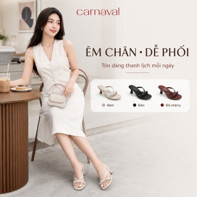 Dép Cao Gót Nữ Carnaval Quai Đính Nơ, Guốc Gót Cao 5cm Kiểu Thanh Lịch, Tối Giản - VS210 - ảnh 5