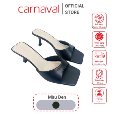 Dép Nữ Cao Gót 5p Carnaval Mũi Vuông, Quai Ngang Da Cao Cấp, Nâng Niềm Kiêu Hãnh Phái Đẹp - VS32 - ảnh 4