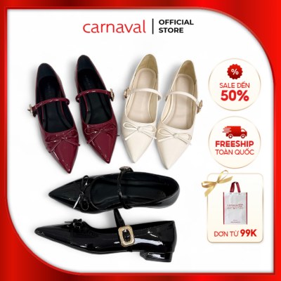 Giày Búp Bê Nữ Carnaval Mũi Nhọn Quai Ngang Da Bóng – Mary Jane Công Sở, Dự Tiệc, Đi Chơi - VS182 - ảnh 1