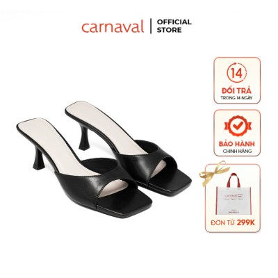 Dép Nữ Cao Gót 5p Carnaval Mũi Vuông, Quai Ngang Da Cao Cấp, Nâng Niềm Kiêu Hãnh Phái Đẹp - VS32 - ảnh 1