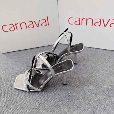 Giày Cao Gót Nữ Carnaval Mũi Vuông Gót Nhọn 9cm Quai Trang Trí Đá Sang Trọng Lấp Lánh - VS93 - ảnh 7