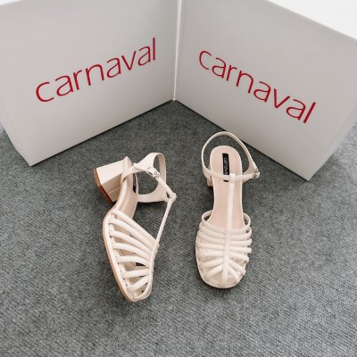 Sandal Dây Mũi tròn Rọ Miu Carnaval nhẹ nhàng Gót Vuông Cao 5cm, thanh lịch - VS09 - ảnh 10