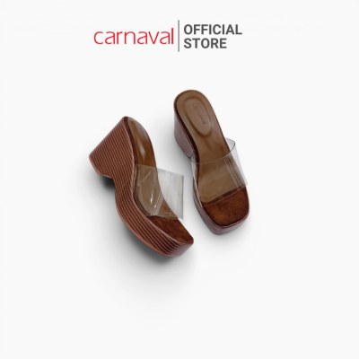 Dép Đế Xuồng Nữ Vân Gỗ Quai Mica Trong Carnaval Cao 9cm Lót Nỉ - Đi Chơi Đi Biển Siêu Xinh - VS198 - ảnh 7