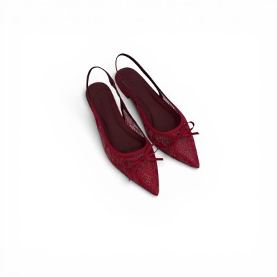 Giày Nữ Carnaval Slingback Ren Hoa Mũi Nhọn Đính Nơ, Giày Bệt Nữ Thanh Lịch - VS202 - ảnh 12