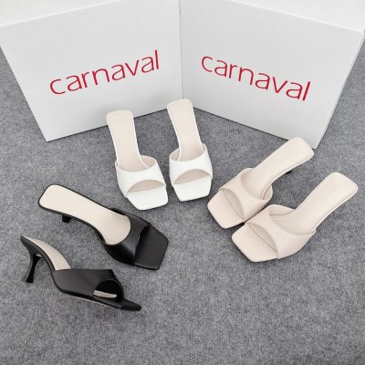 Dép Nữ Cao Gót 5p Carnaval Mũi Vuông, Quai Ngang Da Cao Cấp, Nâng Niềm Kiêu Hãnh Phái Đẹp - VS32 - ảnh 8