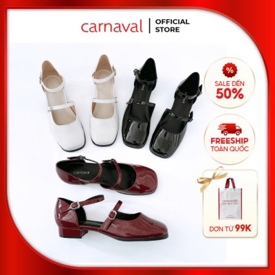 Giày Nữ Đế Bệt Carnaval Cao 2cm Thiết Kế 2 Quai Độc Đáo Hở Giữa Siêu Phong Cách -VS86 - ảnh 1