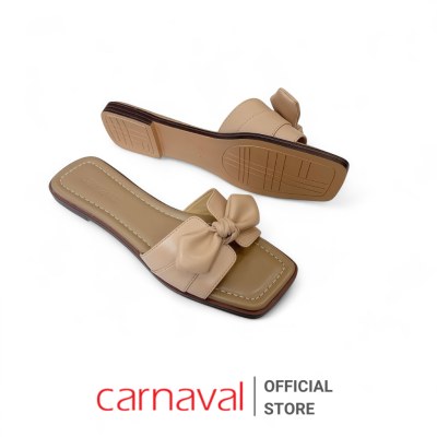 Dép Nữ Carnaval Đế Bệt Mũi Vuông Nơ To Bản Da Mềm Đi Làm, Đi Chơi, Du Lịch - VS183 - ảnh 4