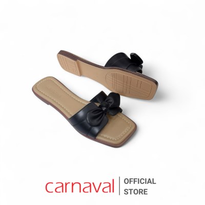 Dép Nữ Carnaval Đế Bệt Mũi Vuông Nơ To Bản Da Mềm Đi Làm, Đi Chơi, Du Lịch - VS183 - ảnh 2