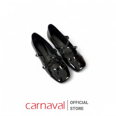 Giày Búp Bê Carnaval Nữ Mũi Vuông Da Bóng 2 Quai Cài Ngang Đế Bệt Kiểu Dáng Mary Jane - VS179 - ảnh 10