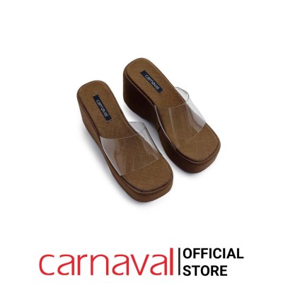 Dép Xuồng Nữ Bọc Vải Carnaval Cao Cấp Gót Cao 8cm Quai Mika Trong Suốt - VS143 - ảnh 7