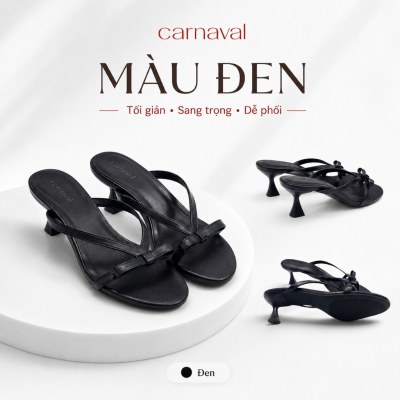 Dép Cao Gót Nữ Carnaval Quai Đính Nơ, Guốc Gót Cao 5cm Kiểu Thanh Lịch, Tối Giản - VS210 - ảnh 8