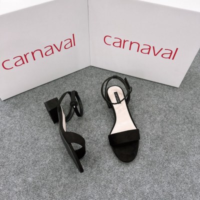 Giày sandal cao gót nữ Carnaval đế vuông 4 phân quai ngang bọc vải da cao cấp - VS22 - ảnh 9