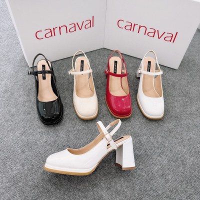 Sandal cao gót nữ mũi vuông, gót vuông quai hậu cao 8cm cao cấp, siêu sang Carnaval - VS28 - ảnh 3