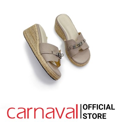 Dép Xuồng Đế Cói Carnaval Cao 7cm Quai Ngang Kèm Phụ Kiện Thời Trang Phong Cách Hàn Quốc - VS169 - ảnh 3
