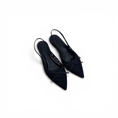 Giày Nữ Carnaval Slingback Ren Hoa Mũi Nhọn Đính Nơ, Giày Bệt Nữ Thanh Lịch - VS202 - ảnh 10