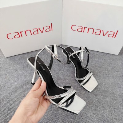 Giày Cao Gót Nữ Carnaval Mũi Vuông Gót Nhọn 9cm Quai Trang Trí Đá Sang Trọng Lấp Lánh - VS93 - ảnh 5
