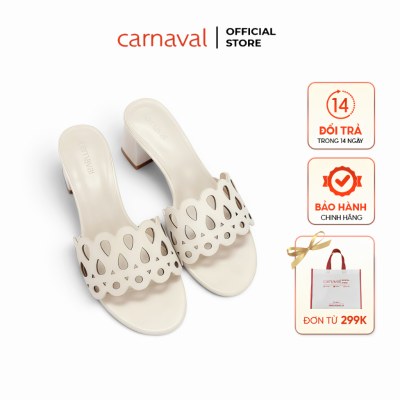 Dép Cao Gót Nữ Carnaval Quai Cắt Laser, Guốc Gót Vuông 5cm Thanh Lịch Êm Chân - VS214 - ảnh 1