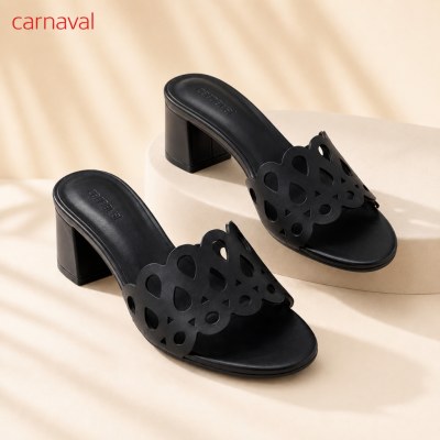 Dép Cao Gót Nữ Carnaval Quai Cắt Laser, Guốc Gót Vuông 5cm Thanh Lịch Êm Chân - VS214 - ảnh 8