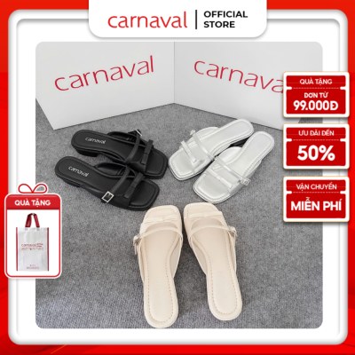 Dép Nữ Đế Cao 3cm CarnavalThiết Kế Hai Quai Ngang Đính Nơ Siêu Phong Cách - VS97 - ảnh 1