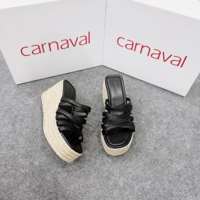 Dép xuồng đế cói quai dây chéo Carnaval cao 9 phân siêu xinh, siêu cao -VS10 - ảnh 6
