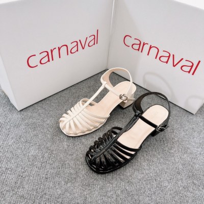 Sandal Dây Mũi tròn Rọ Miu Carnaval nhẹ nhàng Gót Vuông Cao 5cm, thanh lịch - VS09 - ảnh 7