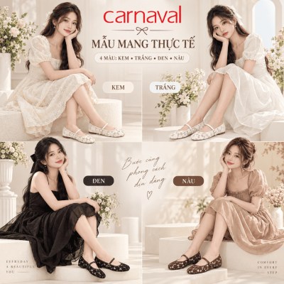 Giày Búp Bê Nữ Carnaval Mary Jane Ren Hoa Xuyên Thấu, Quai Ngang Khóa Kim Loại Thanh Lịch Vintage - VS230 - ảnh 9